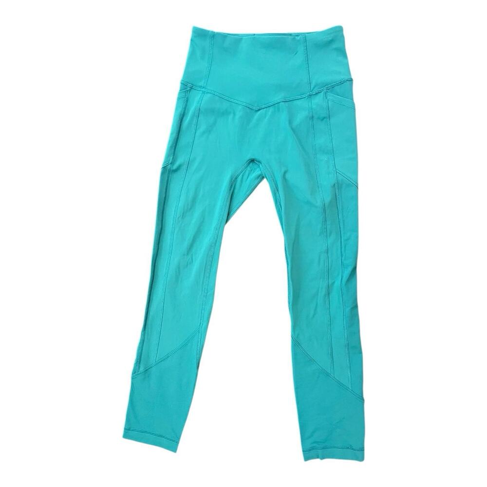 Lululemon In Movement 19" Crop Leggings 4 Pacific Breeze Work Out Summer Gym